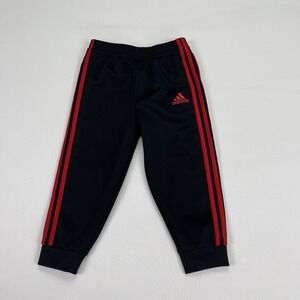 Adidas Toddler Boys Black And Red 3- Striped Pants Joggers Size 18m